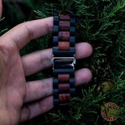 Knut Viking Wooden Watch with Vegvisir Viking Symbol & Engraved Honor the Gods, Love Your Woman, Defend Your Kin Saying - VikingsBrand
