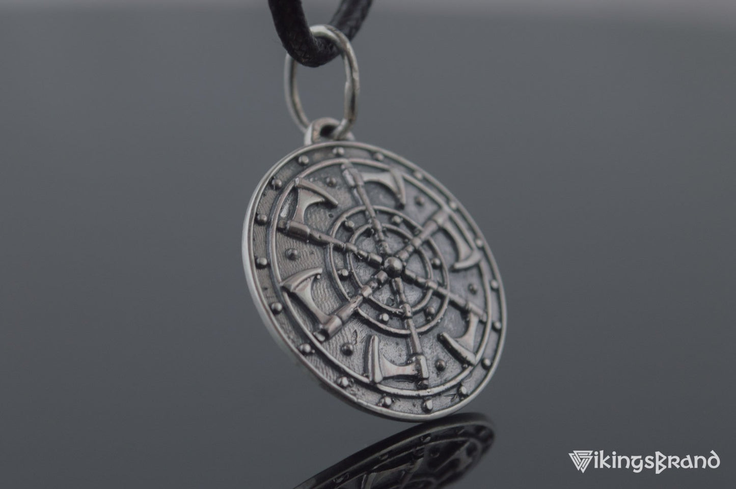 Kolovrat Vikings Pendant with Axe Symbol Sterling Silver Unique Jewelry