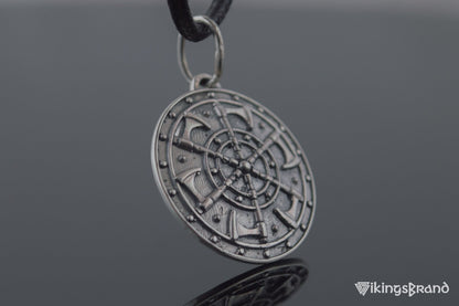Kolovrat Vikings Pendant with Axe Symbol Sterling Silver Unique Jewelry