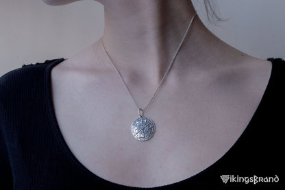 Kolovrat Vikings Pendant with Axe Symbol Sterling Silver Unique Jewelry