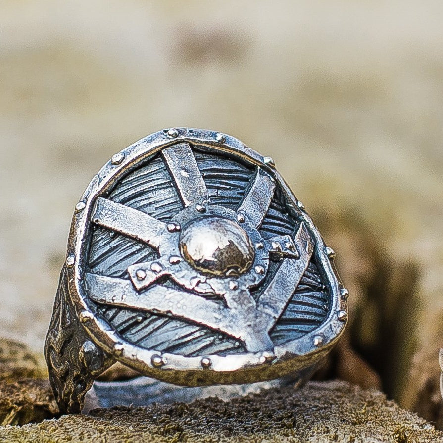 Lagertha's Shield 925 Sterling Silver Viking Ring - VikingsBrand