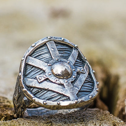 Lagertha's Shield 925 Sterling Silver Viking Ring - VikingsBrand