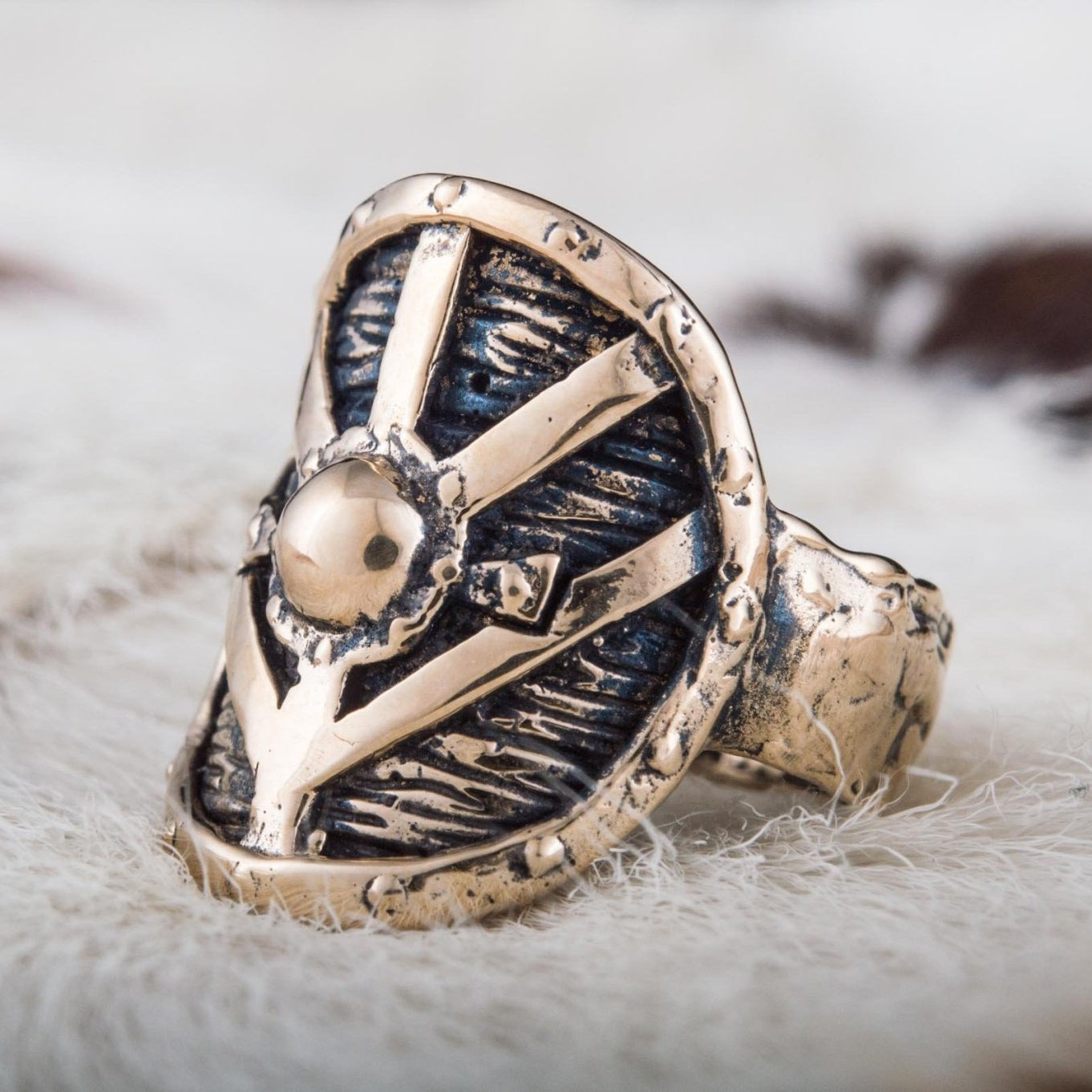 Lagertha's Shield Handcrafted Bronze Viking Ring