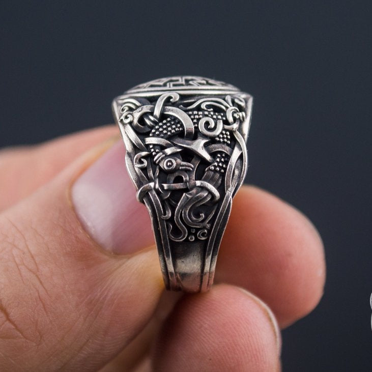 Mammen Style Black Sun Sterling Silver Viking Ring - VikingsBrand