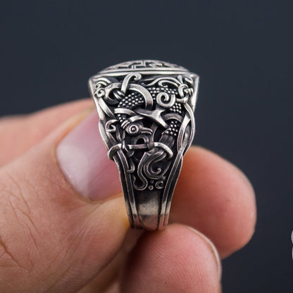 Mammen Style Black Sun Sterling Silver Viking Ring - VikingsBrand