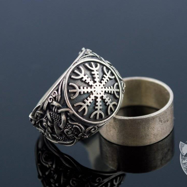 Mammen Style Helm of Awe Sterling Silver Viking Ring - VikingsBrand