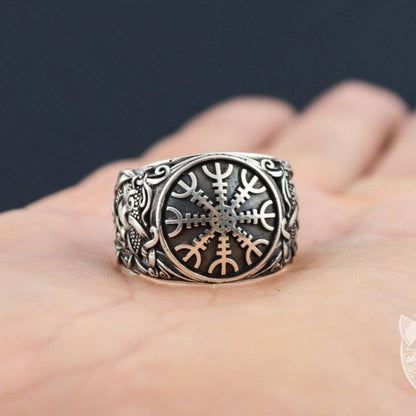 Mammen Style Helm of Awe Sterling Silver Viking Ring - VikingsBrand