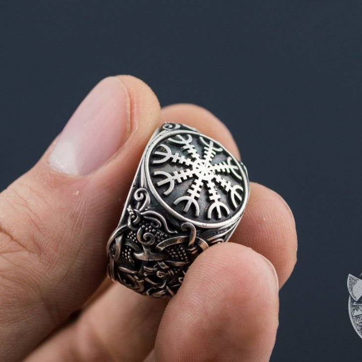 Mammen Style Helm of Awe Sterling Silver Viking Ring - VikingsBrand