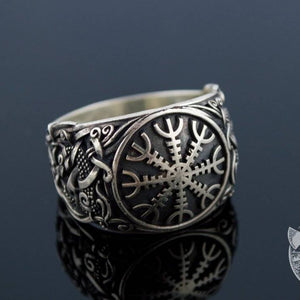 Ring mit Schreckenshelm (Ægishjálmr) im Mammen-Stil aus 925er Sterlingsilber