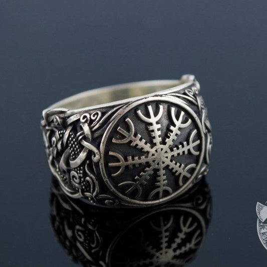 Mammen Style Helm of Awe Sterling Silver Viking Ring - VikingsBrand