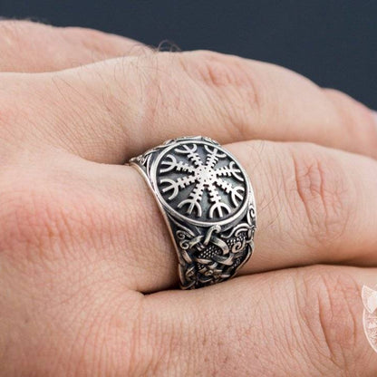 Mammen Style Helm of Awe Sterling Silver Viking Ring - VikingsBrand
