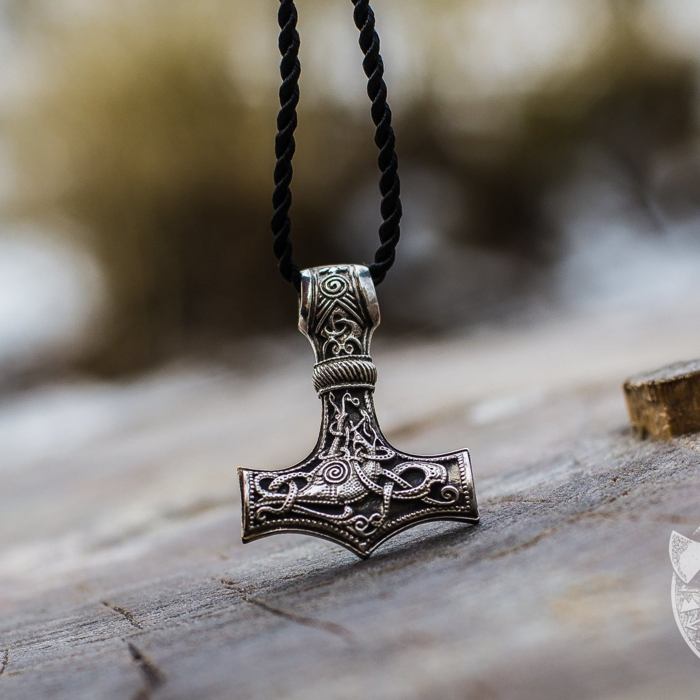 Mammen Style Huge Thor's Hammer with Ornament 925 Sterling Silver Pendant - VikingsBrand