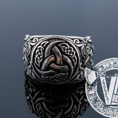 Mammen Style Odin Horn Symbol 925 Sterling Silver Viking Ring - VikingsBrand