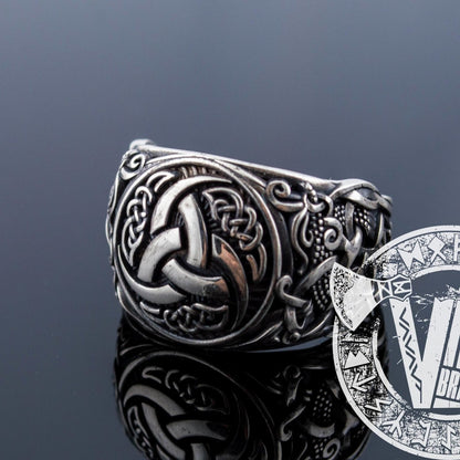 Mammen Style Odin Horn Symbol 925 Sterling Silver Viking Ring - VikingsBrand