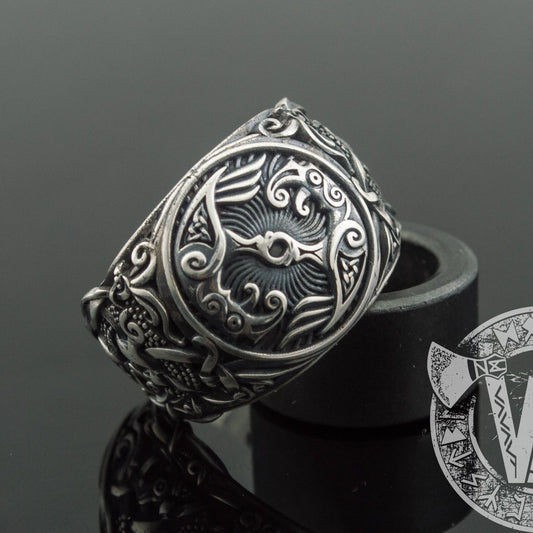 Mammen Style Raven Sterling Silver Viking Ring - VikingsBrand