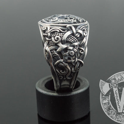 Mammen Style Raven Sterling Silver Viking Ring - VikingsBrand