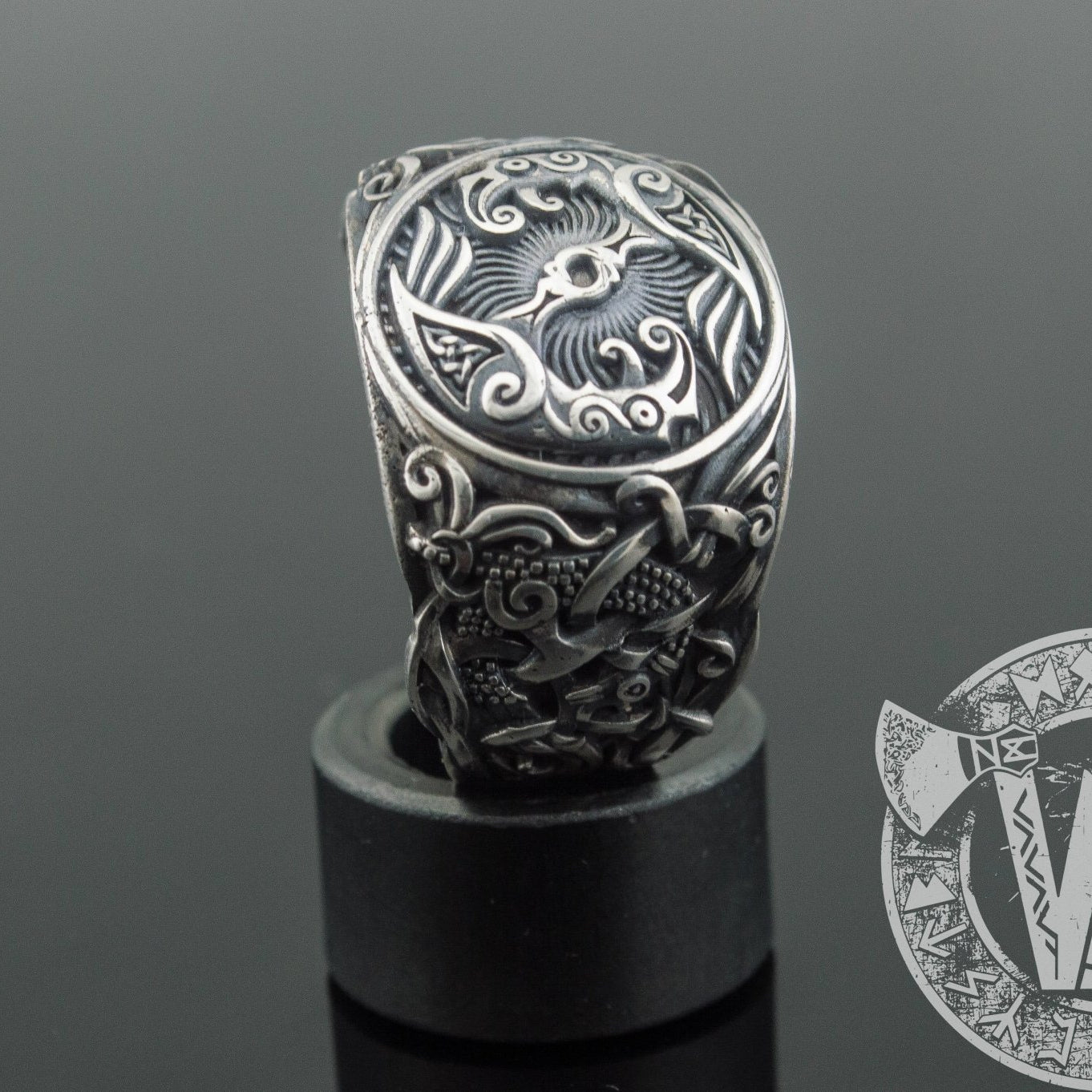 Mammen Style Raven Sterling Silver Viking Ring - VikingsBrand