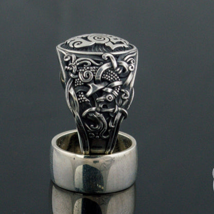 Mammen Style Sleipnir Sterling Silver Unique Ring - VikingsBrand