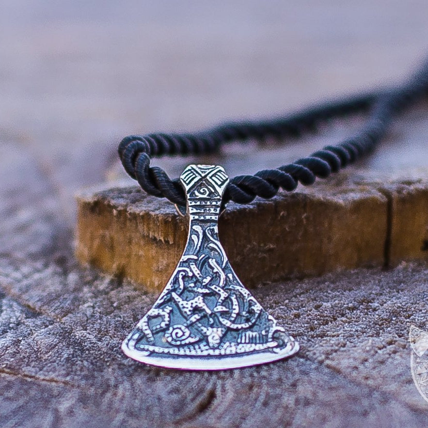 Mammen Style Small Viking Axe 925 Sterling Silver Pendant - VikingsBrand