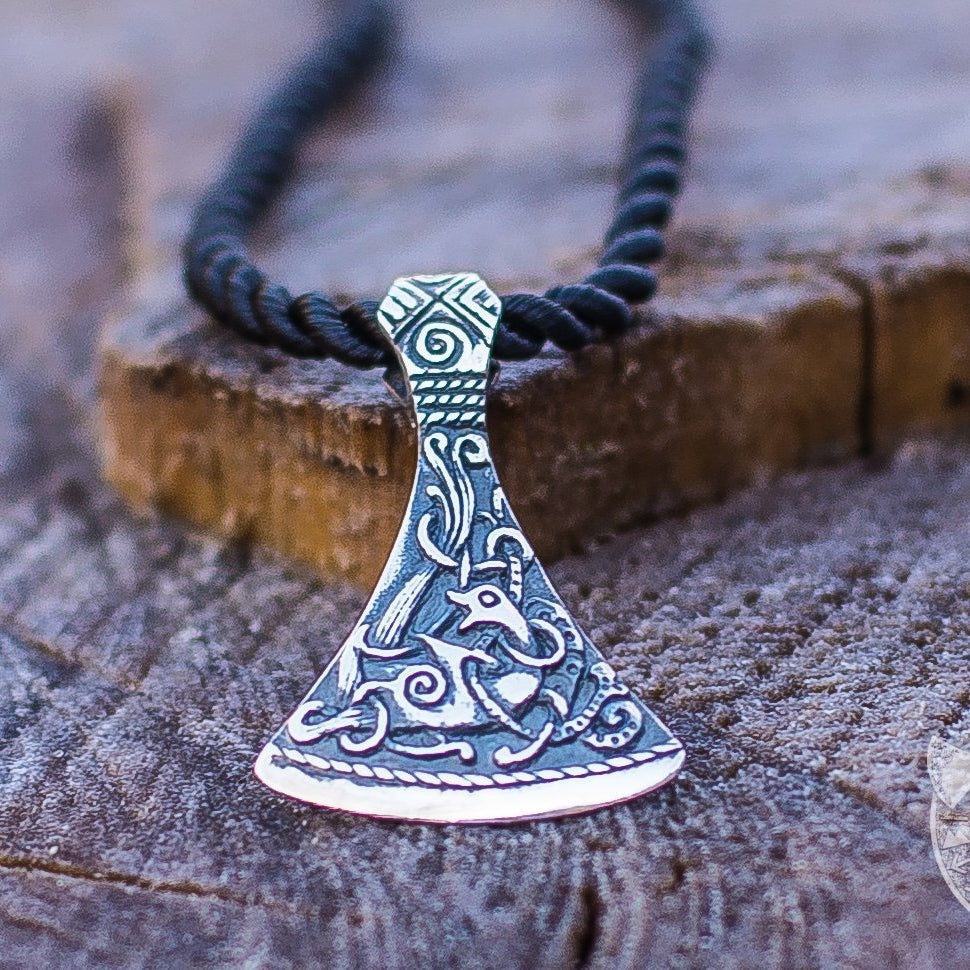 Mammen Style Small Viking Axe 925 Sterling Silver Pendant - VikingsBrand
