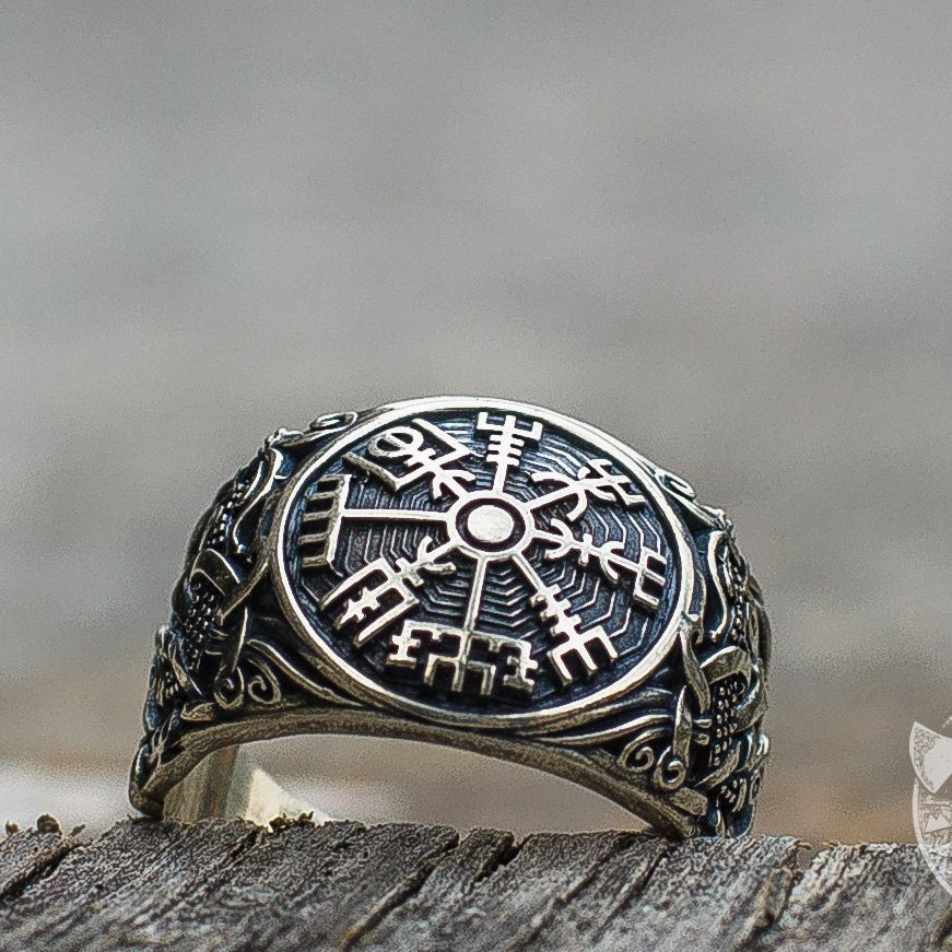 Mammen Style Vegvisir Symbol Sterling Silver Norse Ring - VikingsBrand