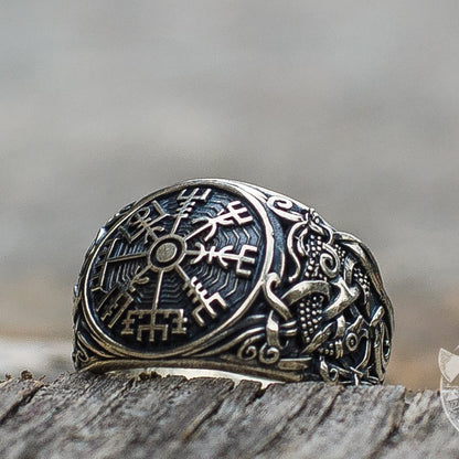 Mammen Style Vegvisir Symbol Sterling Silver Norse Ring - VikingsBrand