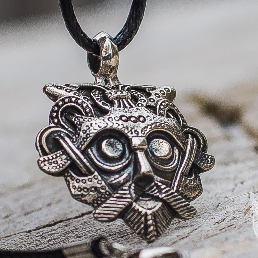 Mask from Gnezdovo 925 Sterling Silver Pendant - VikingsBrand