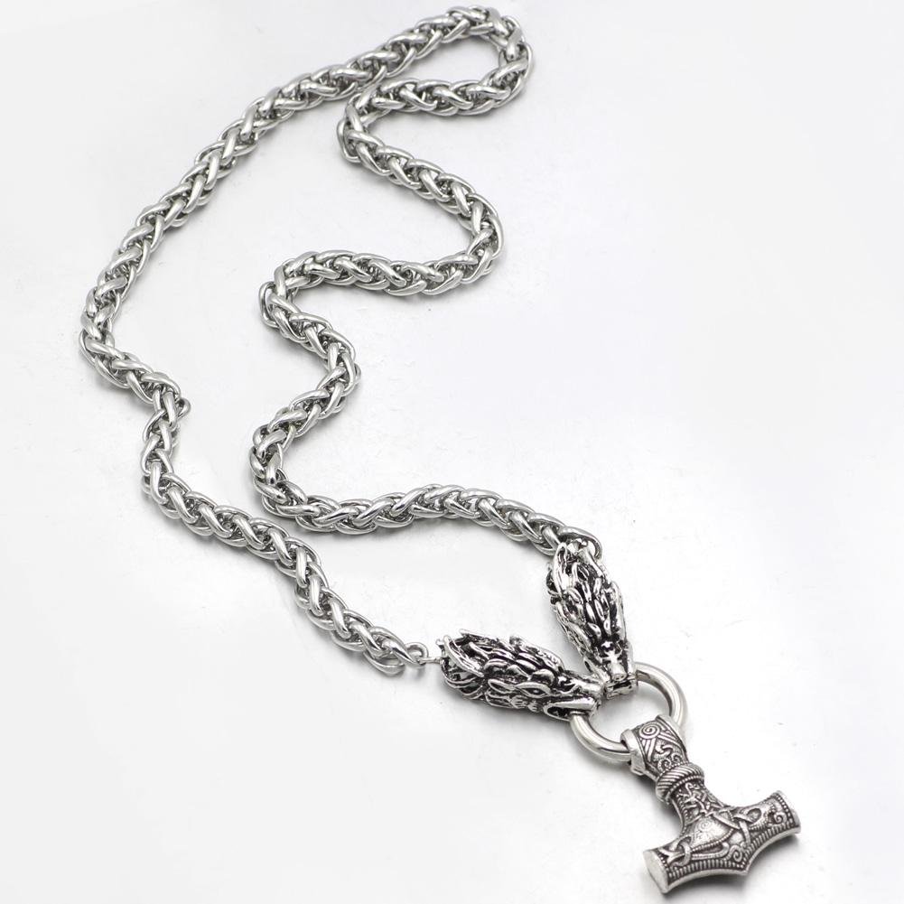 Massive Stainless Steel Viking Necklace with Huge Thor's Hammer - VikingsBrand
