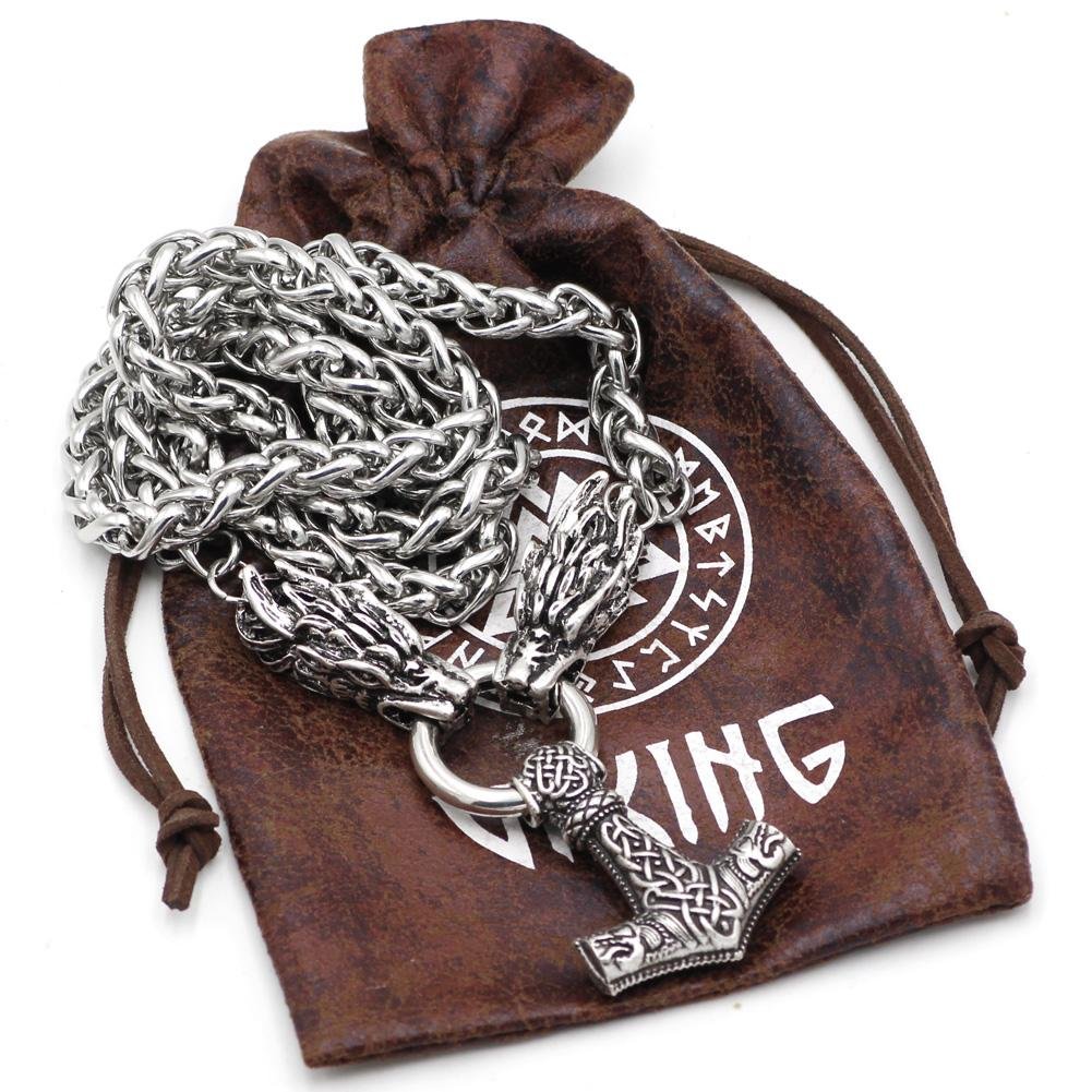 Massive Stainless Steel Viking Necklace with Huge Thor's Hammer - VikingsBrand