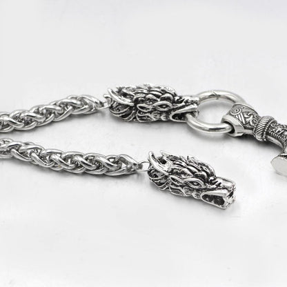 Massive Stainless Steel Viking Necklace with Huge Thor's Hammer - VikingsBrand