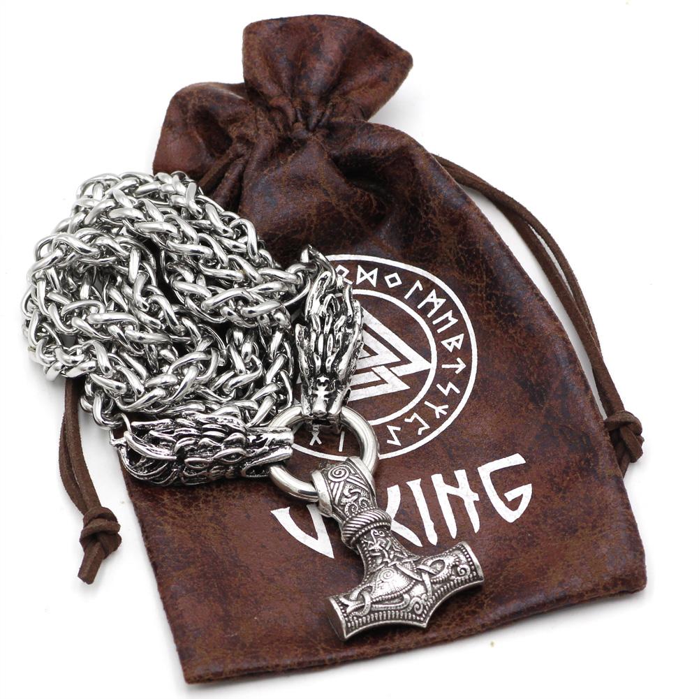 Massive Stainless Steel Viking Necklace with Huge Thor's Hammer - VikingsBrand