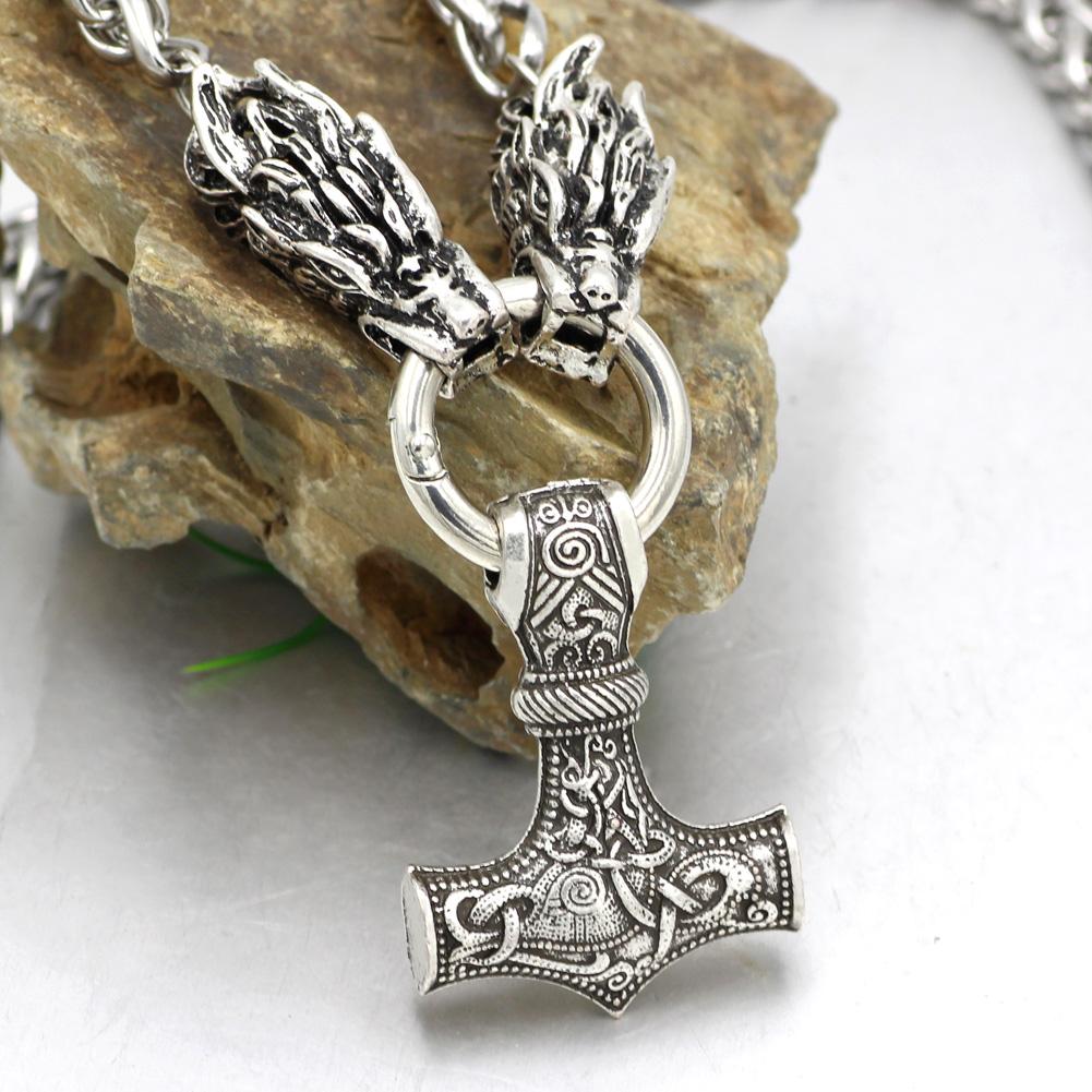 Massive Stainless Steel Viking Necklace with Huge Thor's Hammer - VikingsBrand