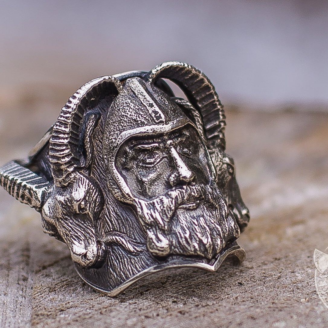 Massive Thor with Goats 925 Sterling Silver Viking Ring - VikingsBrand