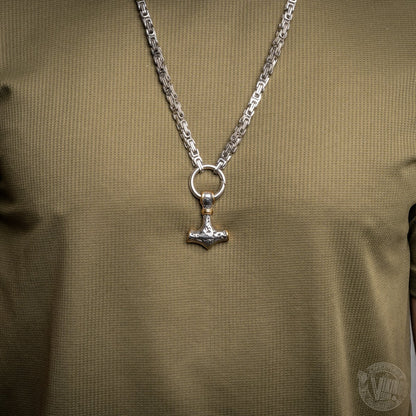 Mjolnir, Hammer of Thor Mixed Gold Surgical Steel Pendant Necklace