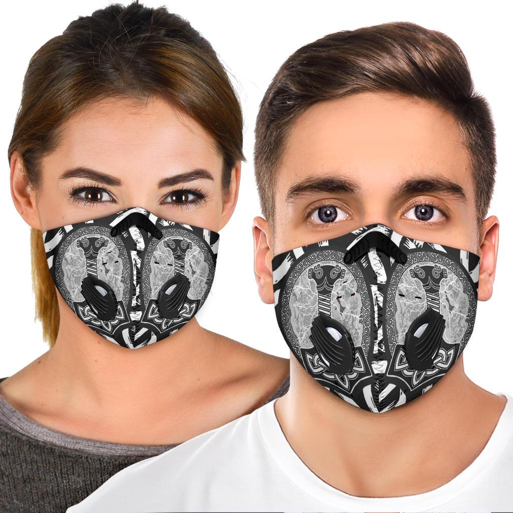 Mjolnir Premium Face Mask Cover - White On Black