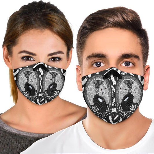 Mjolnir Premium Face Mask Cover - White On Black