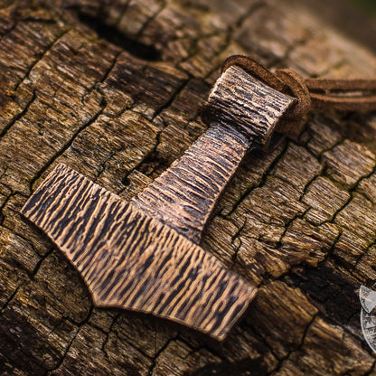 Mjolnir Wooden Style Thor's Hammer Bronze Pendant - VikingsBrand