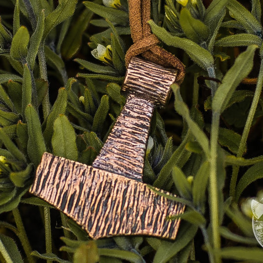 Mjolnir Wooden Style Thor's Hammer Bronze Pendant - VikingsBrand