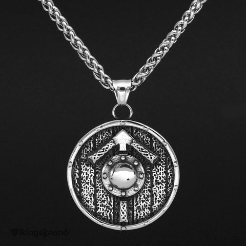Stainless Steel Tiwaz Rune Shield Amulet Necklace