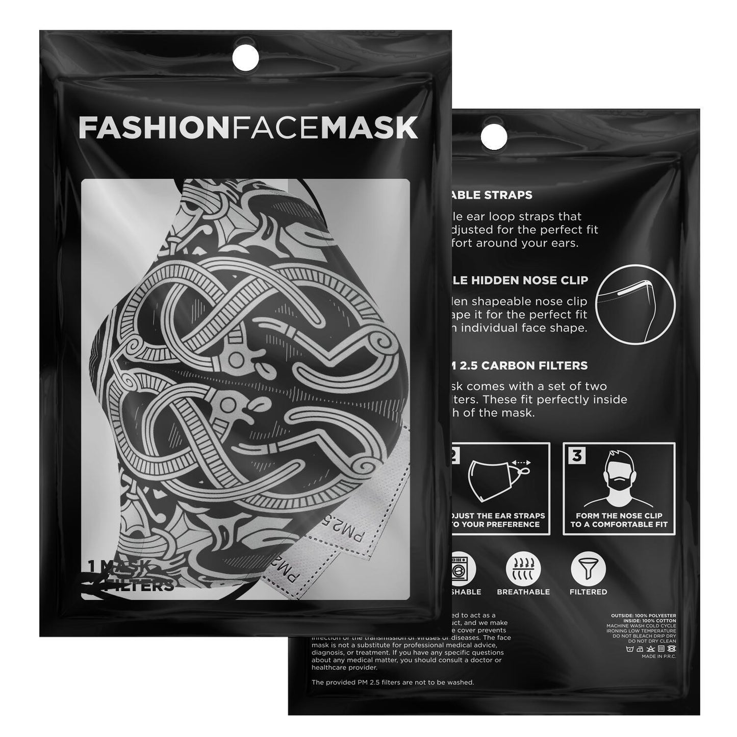 Norse Drawing Viking Face Mask Cover