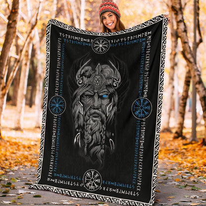 Norse God Odin Fleece Blanket - VikingsBrand