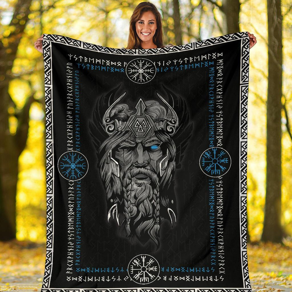 Norse God Odin Fleece Blanket - VikingsBrand