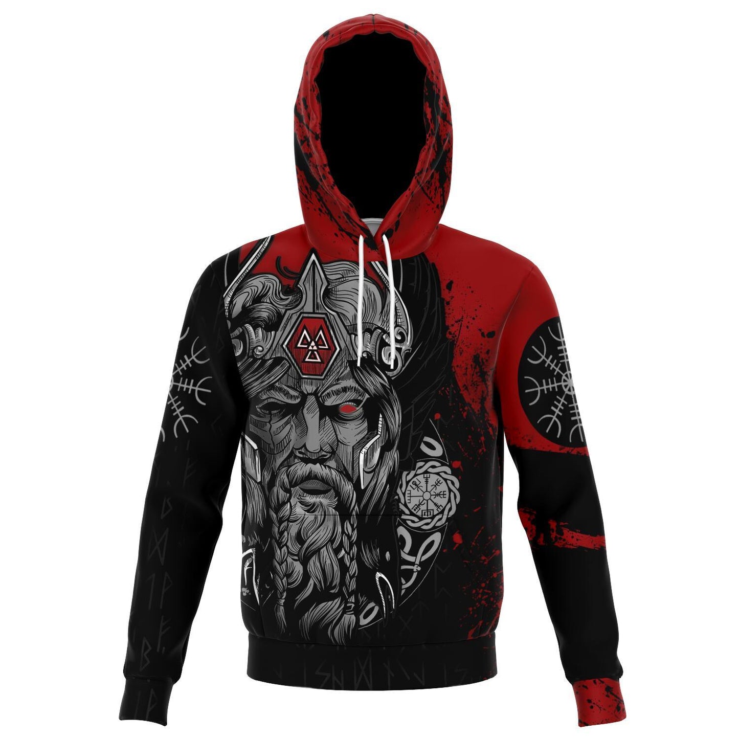 Norse God Odin Red Unisex Viking Hoodie