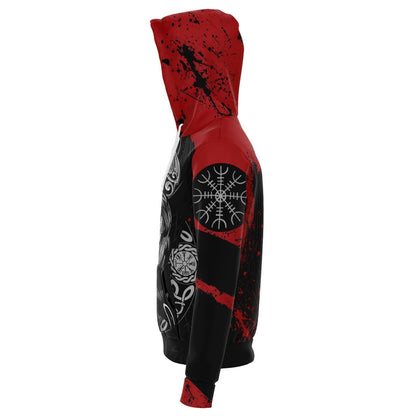 Norse God Odin Red Unisex Viking Hoodie