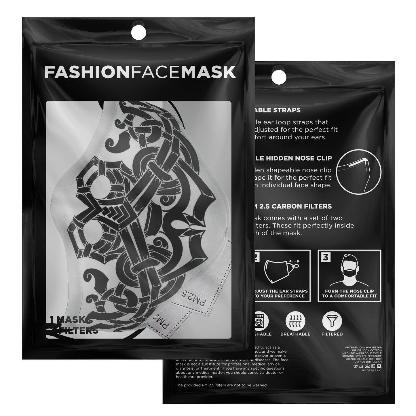 Norse God Odin Viking Face Mask Cover, Black