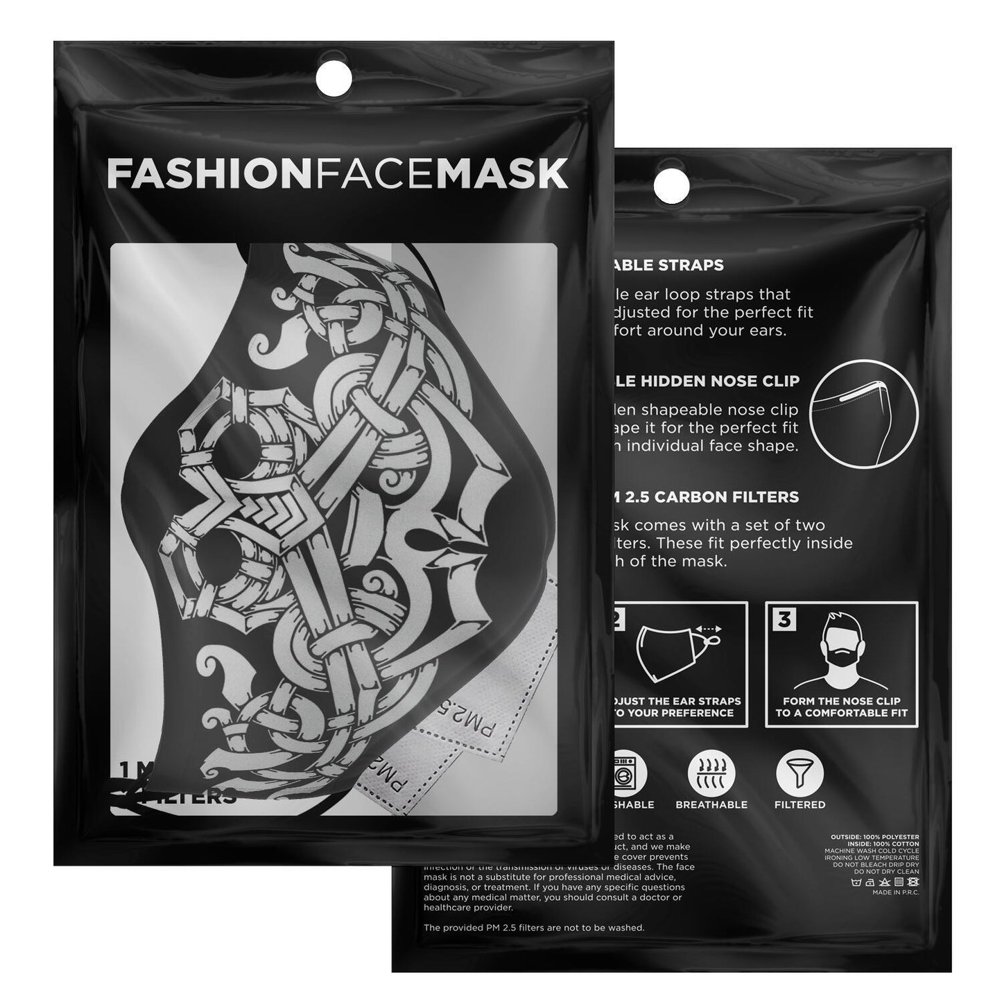 Norse God Odin Viking Face Mask Cover, White