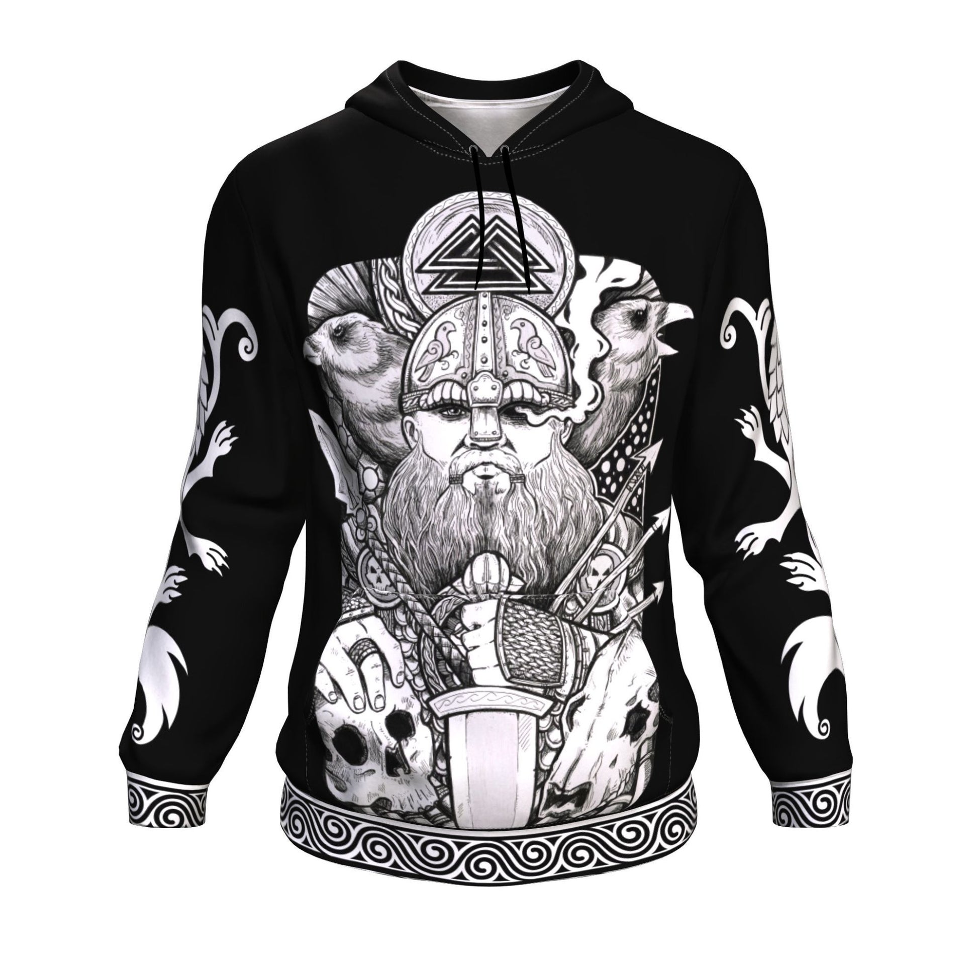 Norse God Odin with Ravens & Wolves Skoll and Hati on the Sleeves - VikingsBrand