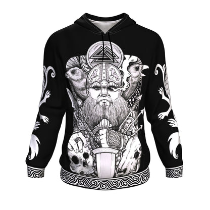 Norse God Odin with Ravens & Wolves Skoll and Hati on the Sleeves - VikingsBrand