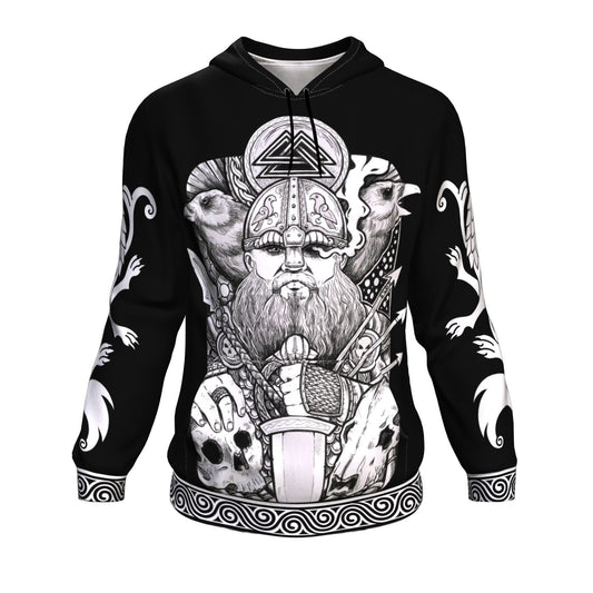 Norse God Odin with Ravens & Wolves Skoll and Hati on the Sleeves - VikingsBrand