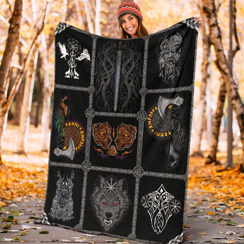 Norse Mythology Viking Fleece Blanket - VikingsBrand